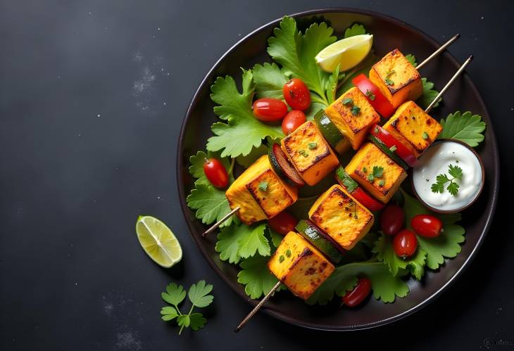 Vegan Kebabs Grilled Cheese and Veggies in Indian Style