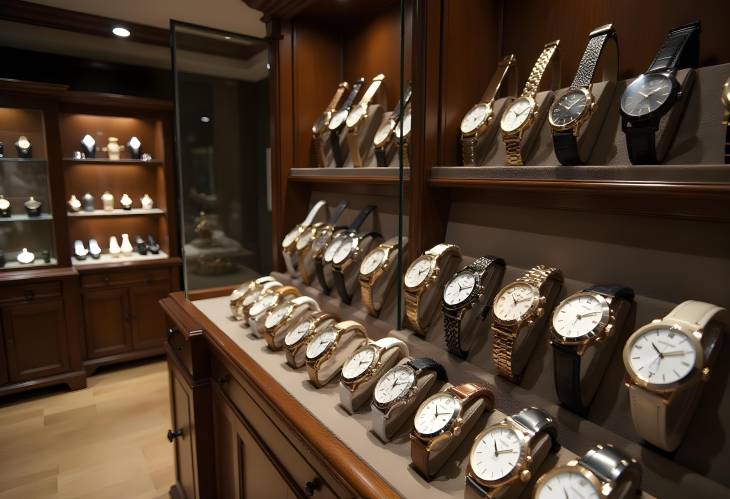 Elegant Watch Display Glamorous Timepieces in the Shop