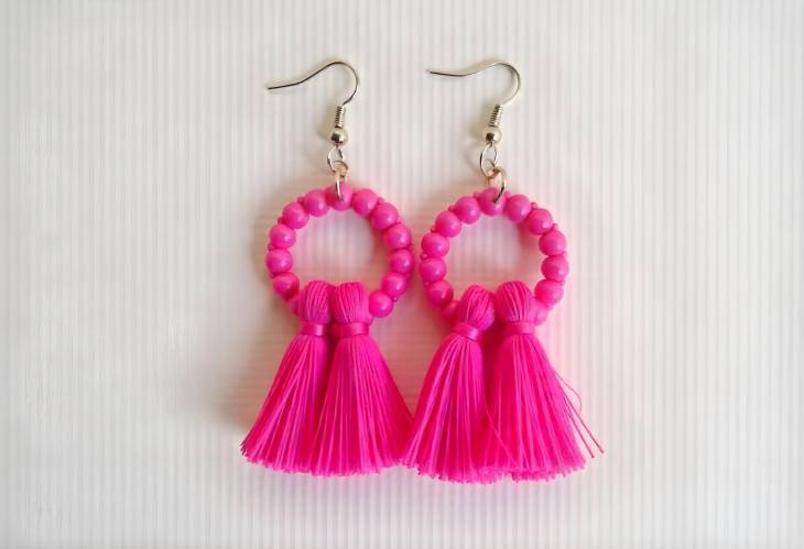 Stylish Large Magenta Tassel Earrings for Fashion Lovers