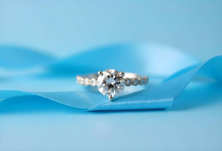 Gorgeous Diamond Ring on a Striking Blue Ribbon Background