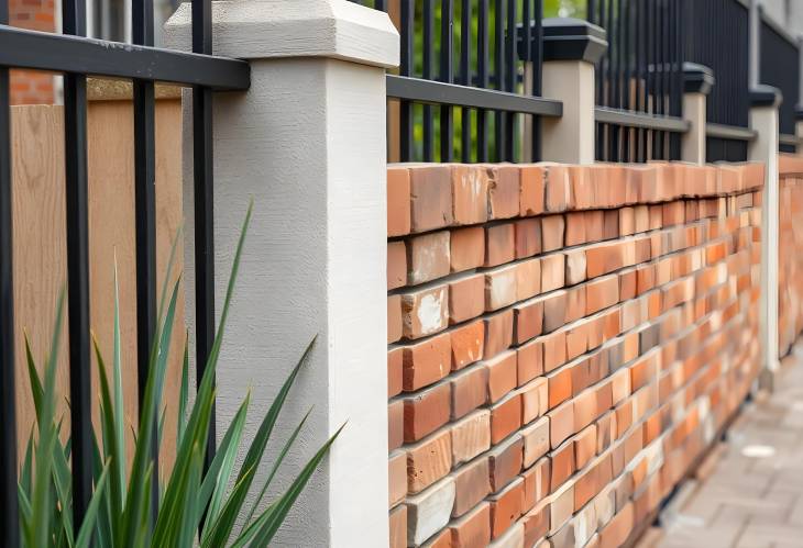 A Stylish Fusion Modern Fence with Traditional Brick Accent