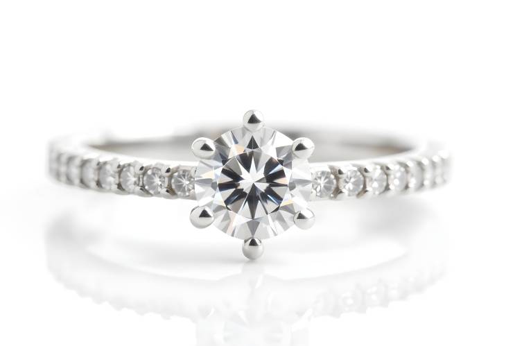 Beautifully Crafted Diamond Engagement and Wedding Rings Isolated