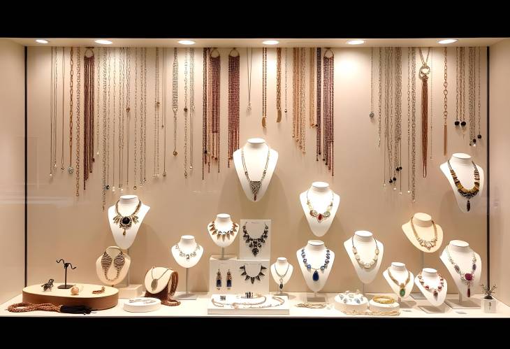 Chic Jewelry Display Fashionable Bracelets, Rings, and Necklaces