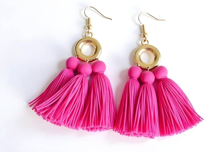 Eye Catching Large Magenta Tassel Earrings