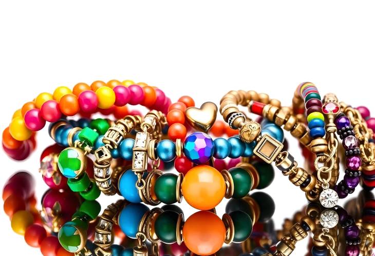 Eclectic Funky Bracelets Colorful Jewelry Isolated for Style