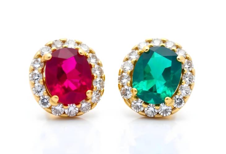 Opulent Earrings Featuring Diamonds and Color Gemstones