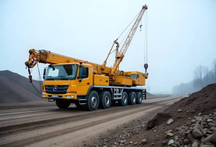 Heavy Machinery in Action Truck Crane at Grodnos Site