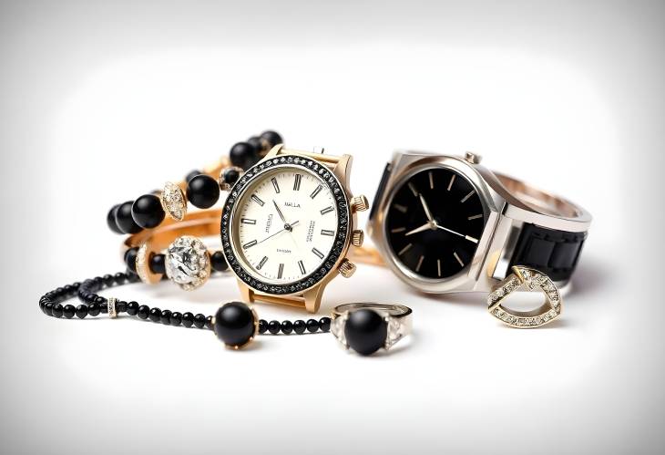 Beautiful Black Jewelry Chic Bracelets, Rings, and Watches