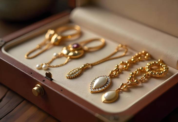 Luxury Jewelry Box with Stylish Golden Bijouterie