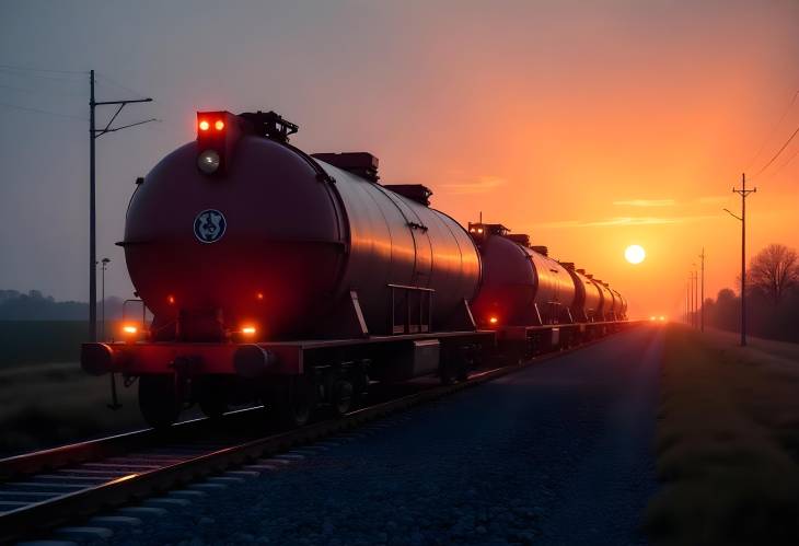 Backlit Tanks Fuel Transportation by Rail