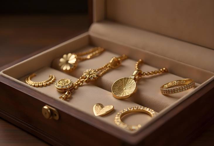 Radiant Golden Bijouterie in Elegant Jewelry Box