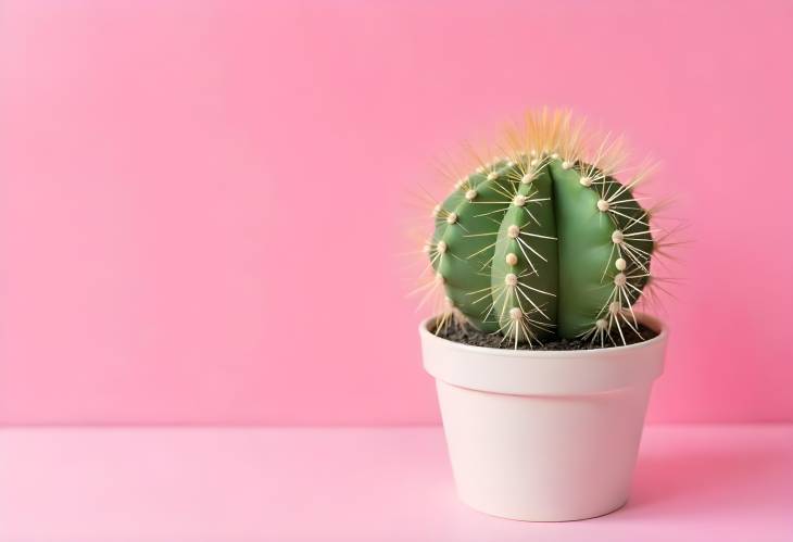 Bright Cactus Against a Playful Pink Canvas