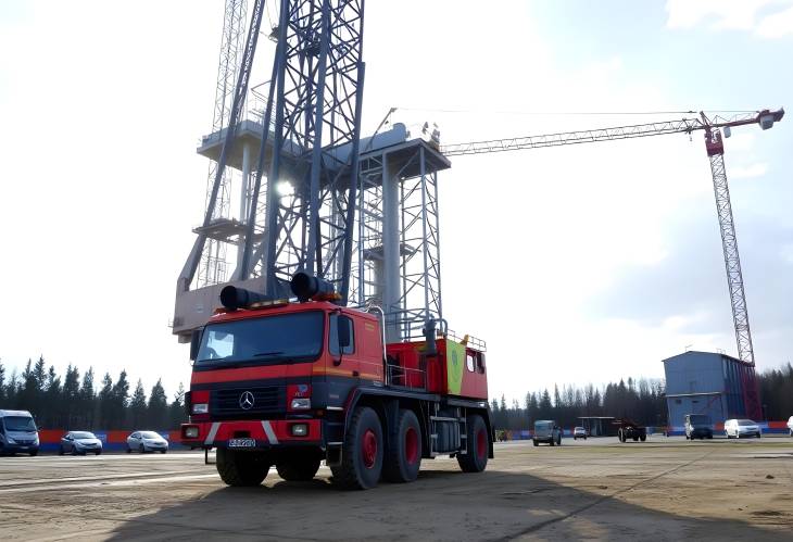 Truck Crane at Work Building Grodnos Hydropower Future