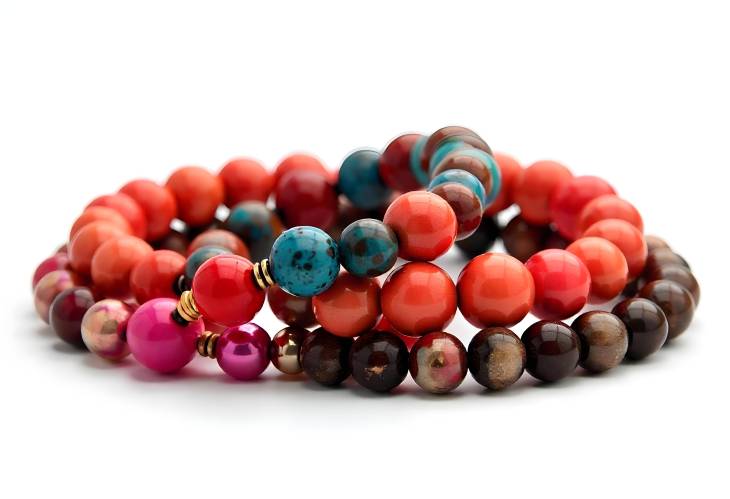 Vibrant and Funky Jewelry Colorful Bracelets Isolated