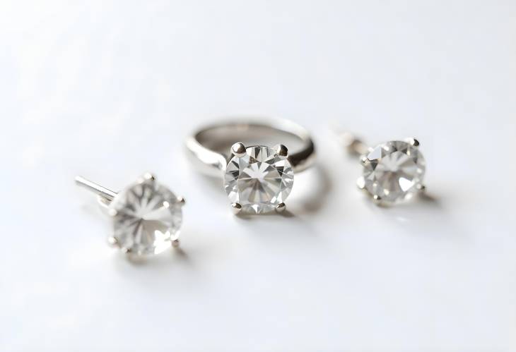 Elegant Diamond Jewelry Set Ring, Earrings, and Pendant