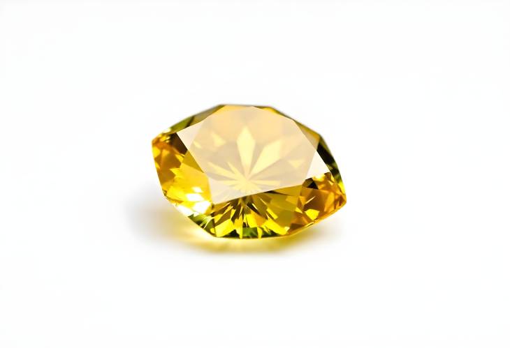 Stunning Yellow Diamond Gem on Pristine White Background