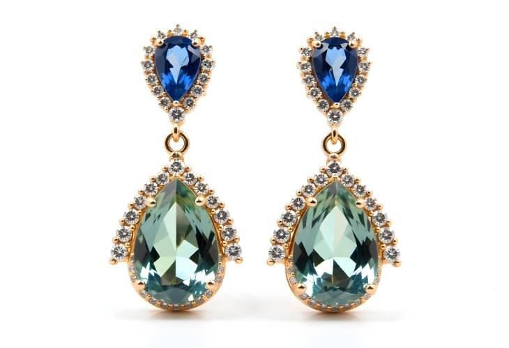 Chic Drop Earrings Featuring Blue and Yellow Sapphires