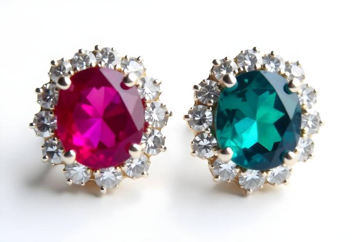 Chic Drop Earrings with Ruby, Emerald, and Blue Sapphire