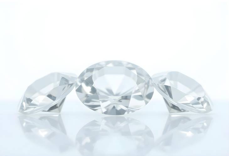 Captivating Display of Cut Diamonds on White Background with Reflections