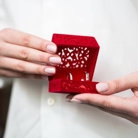 Eternal Bond Wedding Rings in Stunning Red Box