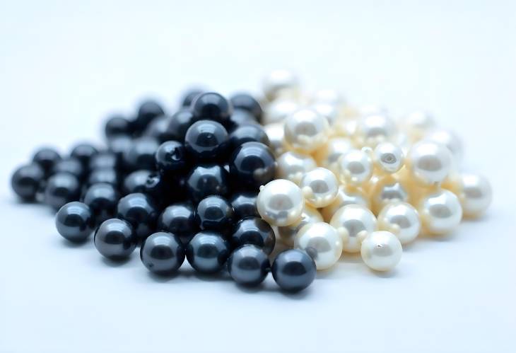 Gorgeous Black and White Pearls on White Isolate for Jewelry Display