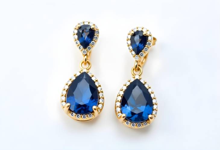 Chic Blue and Yellow Sapphire Drop Earrings with Diamonds