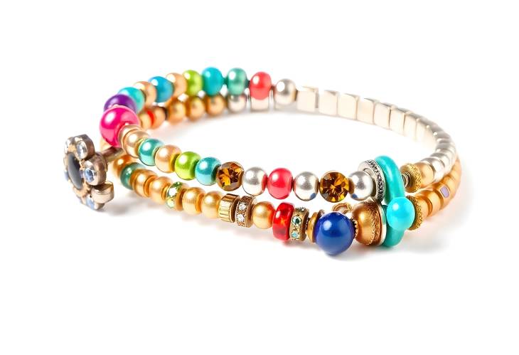 Funky Bracelets and Colorful Jewelry Isolated Beauty