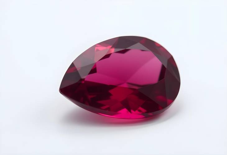 Gorgeous Rhodolite Garnet Gemstone Pear Cut on White Isolate