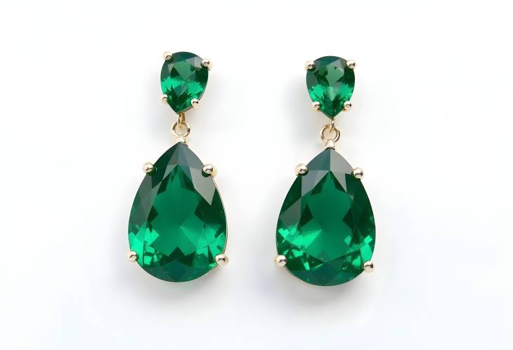 Timeless Pear Shape Emerald Earrings with Diamond Accents