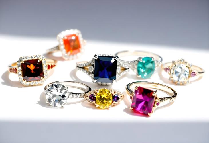 Vibrant Color Gemstone Rings with Diamonds Collection