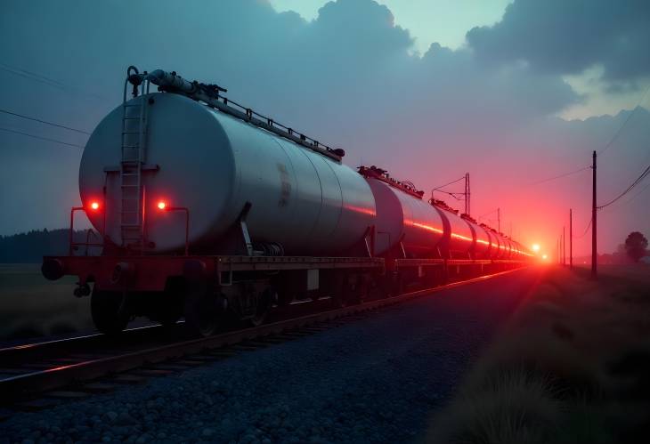 Fuel on the Move A Backlit Railway Perspective