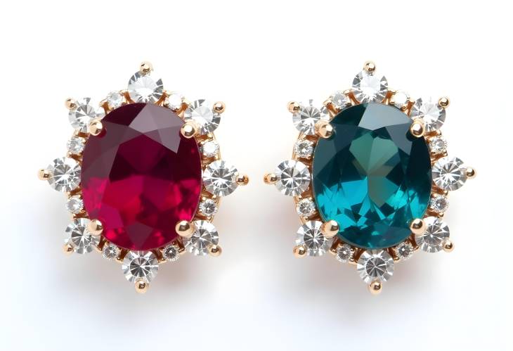 Luxe Drop Earrings with Colorful Gemstones and Diamonds