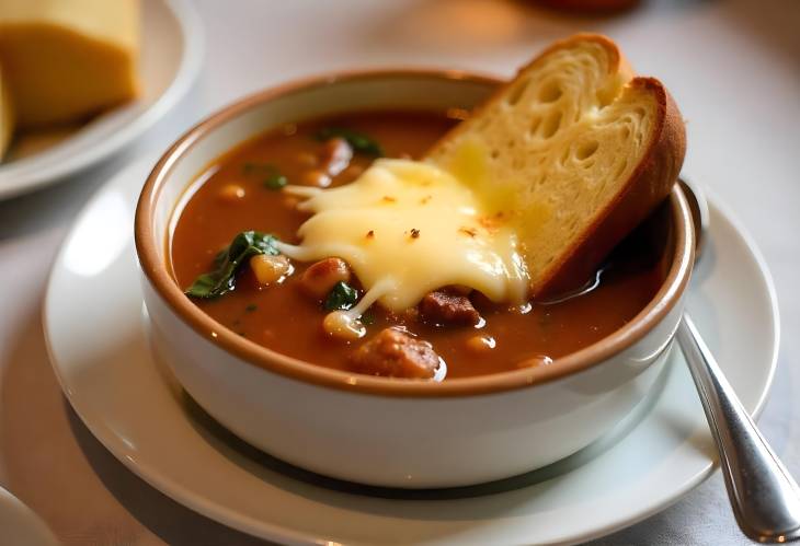 Classic Comfort French Onion Soup with Cheese and Bread