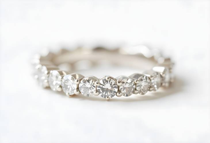 Charming Diamonds Wedding Eternity Band Rings Group on White Isolate