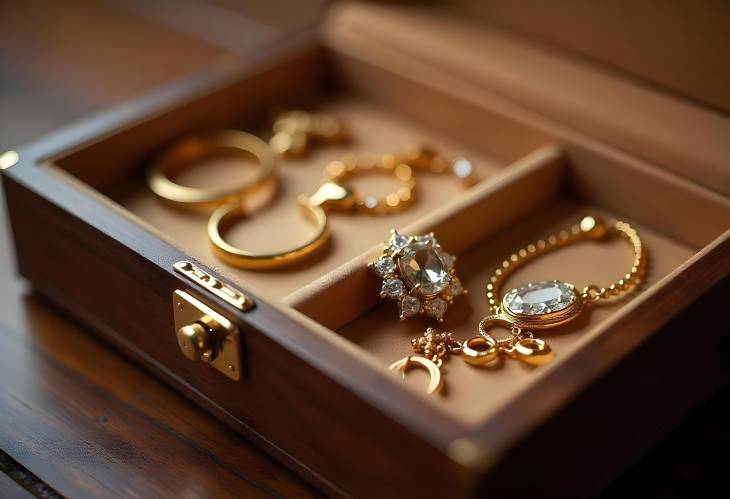 Sophisticated Jewelry Box with Golden Bijouterie