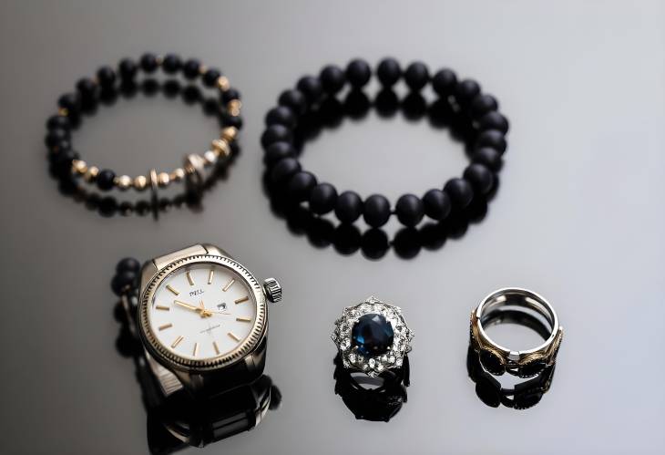 Elegant Black Jewelry Fashionable Bracelets, Watches, and Rings