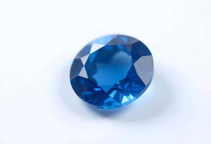 Brilliant Round Cut Blue Sapphire Gemstone Top View