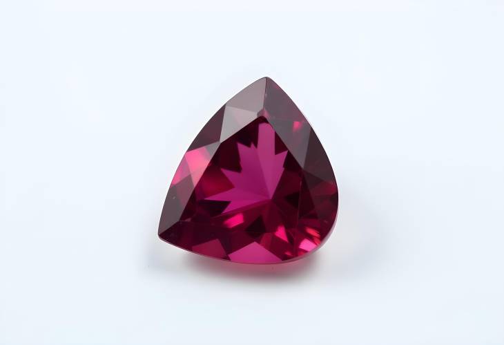 Captivating Pear Cut Tanzanian Rhodolite Garnet Gemstone Isolated