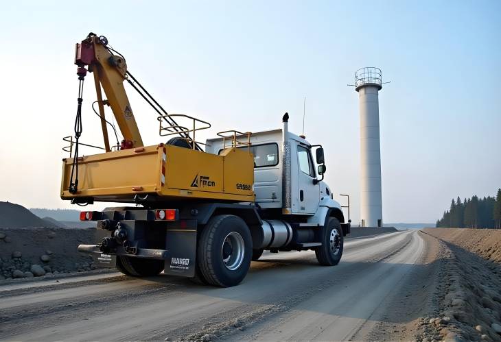 On the Rise Truck Crane at Grodno Hydropower Construction