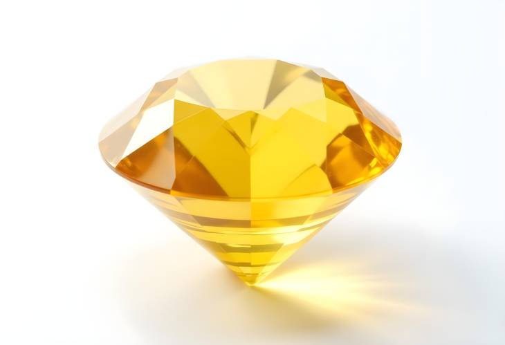 Elegant Yellow Diamond Against White Background