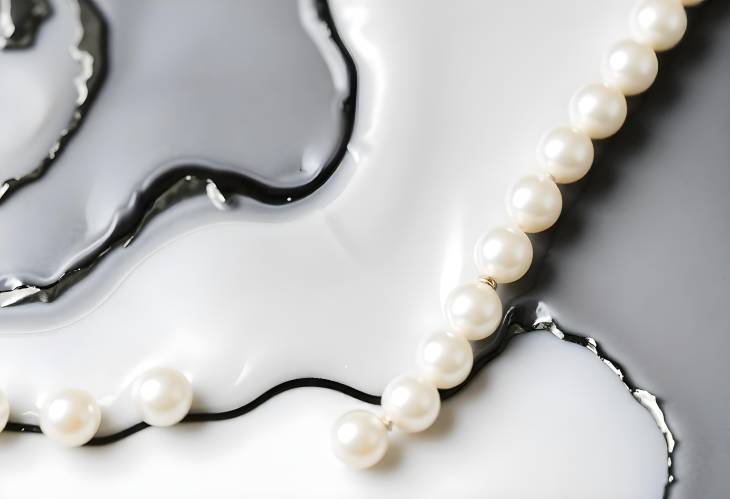 Artful Display of Black and White Pearls Isolated on White Background