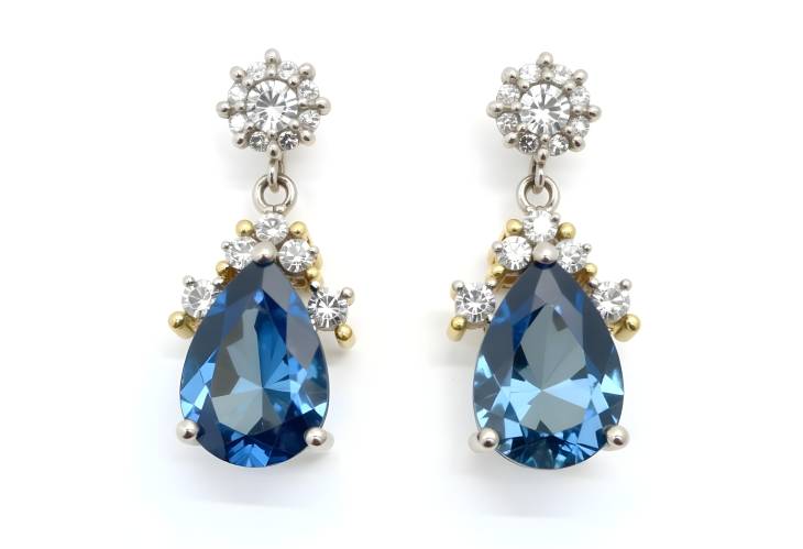 Breathtaking Blue and Yellow Sapphire Earrings with Diamonds