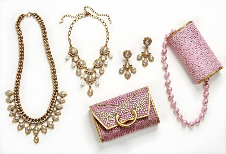 Trendy Ladys Accessories Chic Necklaces, Bracelets, and Clutches