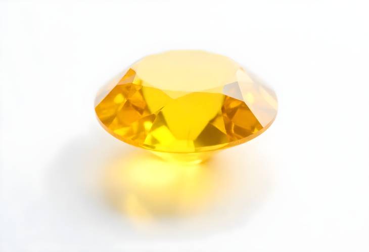 Glistening Yellow Diamond on Crisp White Background