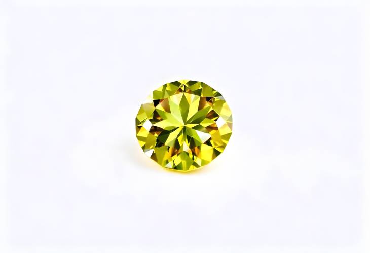 Dazzling Yellow Diamond on Pure White Background