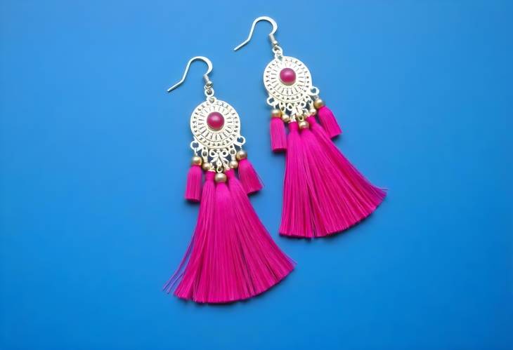 Large and Luxurious Magenta Tassel Earrings