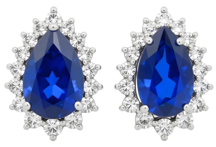 Glimmering Pear Cut Sapphire and Diamond Earrings