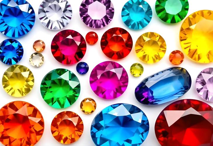 Captivating Round and Oval Gemstones Isolated