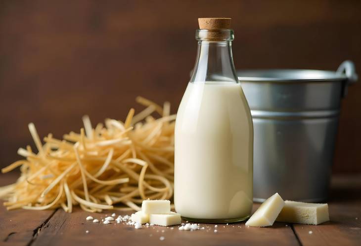 Rustic Charm Fresh Farm Milk in a Glass Bottle