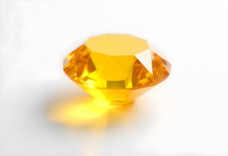 Luxurious Yellow Diamond on a Pure White Background